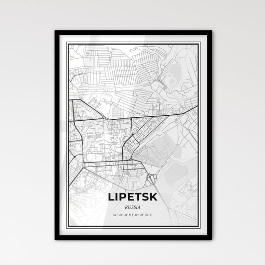 Lipetsk Russia - Scandinavian Style City Map for Modern Home Decor