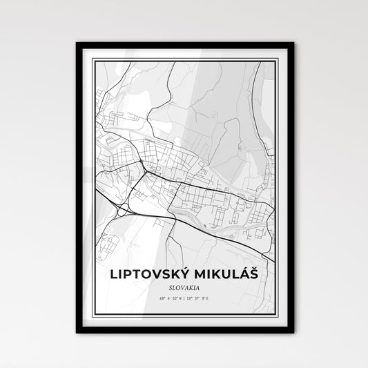 Liptovský Mikuláš Slovakia - Scandinavian Style City Map for Modern Home Decor