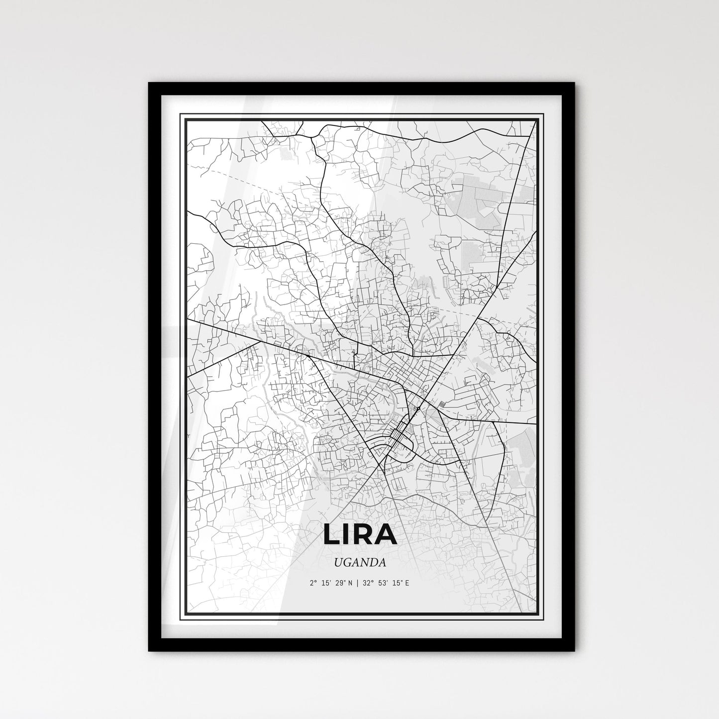 Lira Uganda - Scandinavian Style City Map for Modern Home Decor