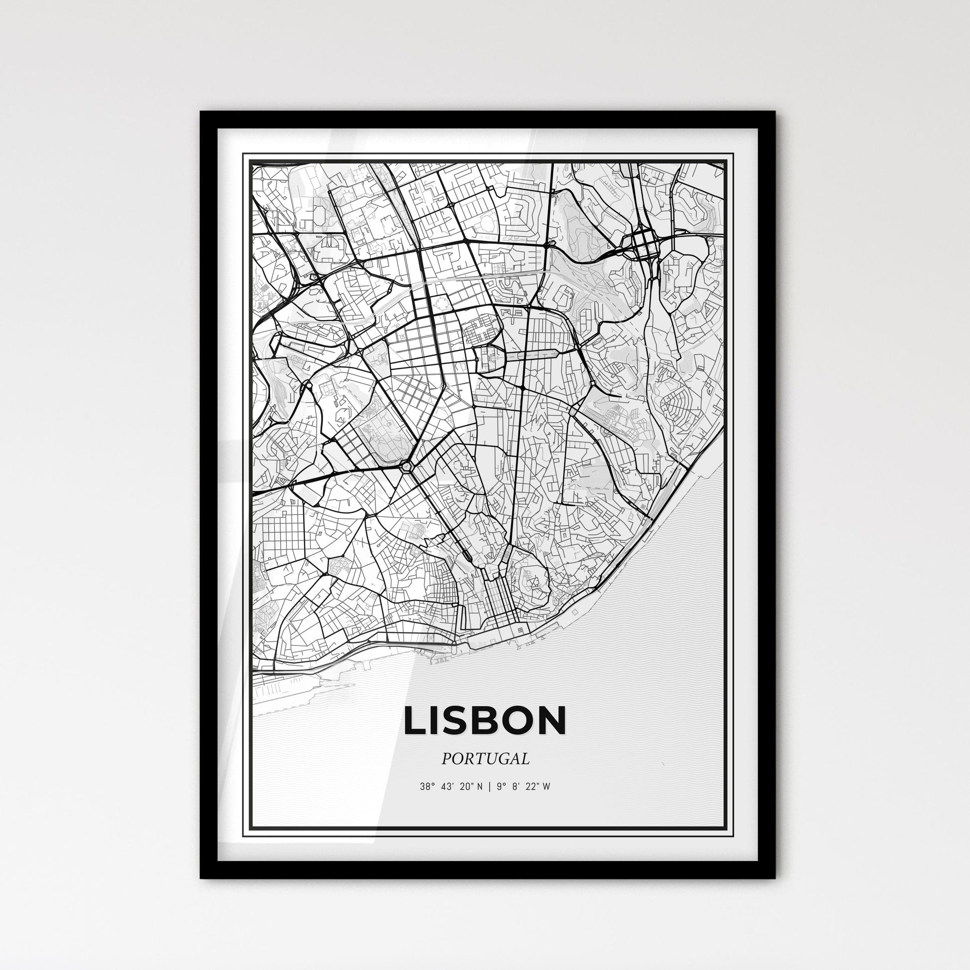 Lisbon Portugal - Scandinavian Style City Map for Modern Home Decor