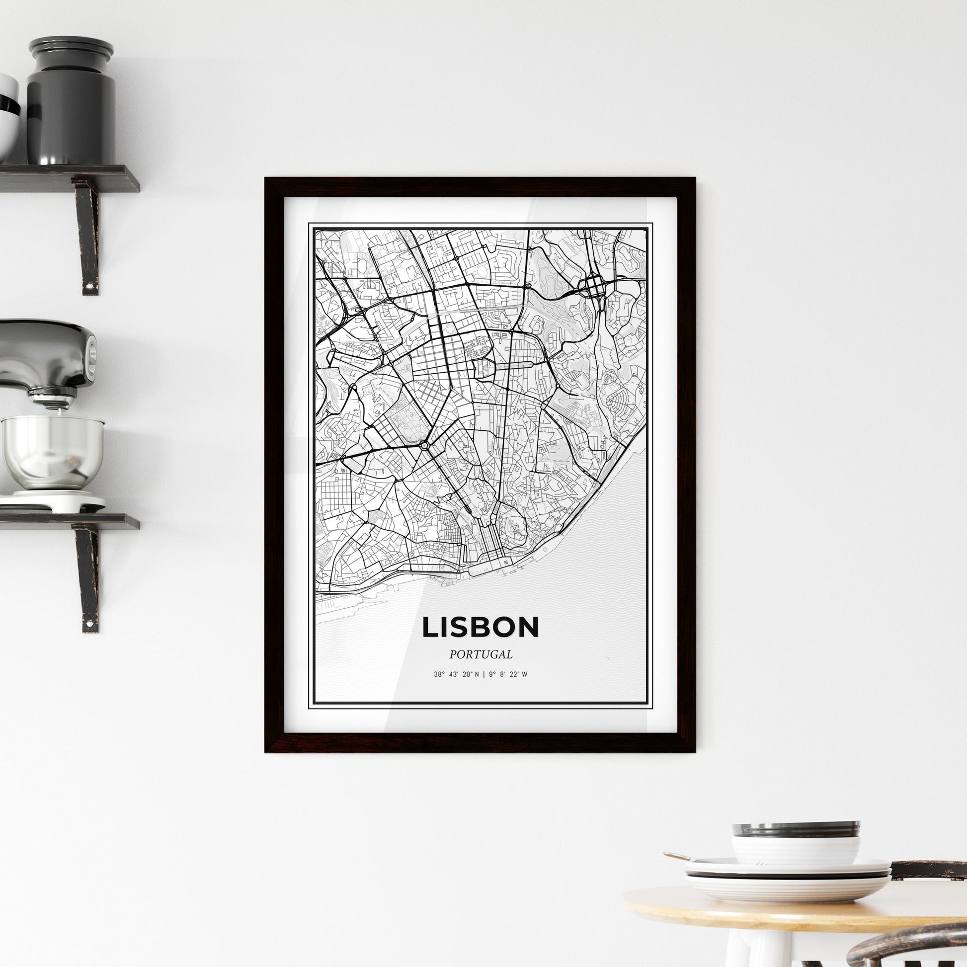 Lisbon Portugal - Minimal City Map