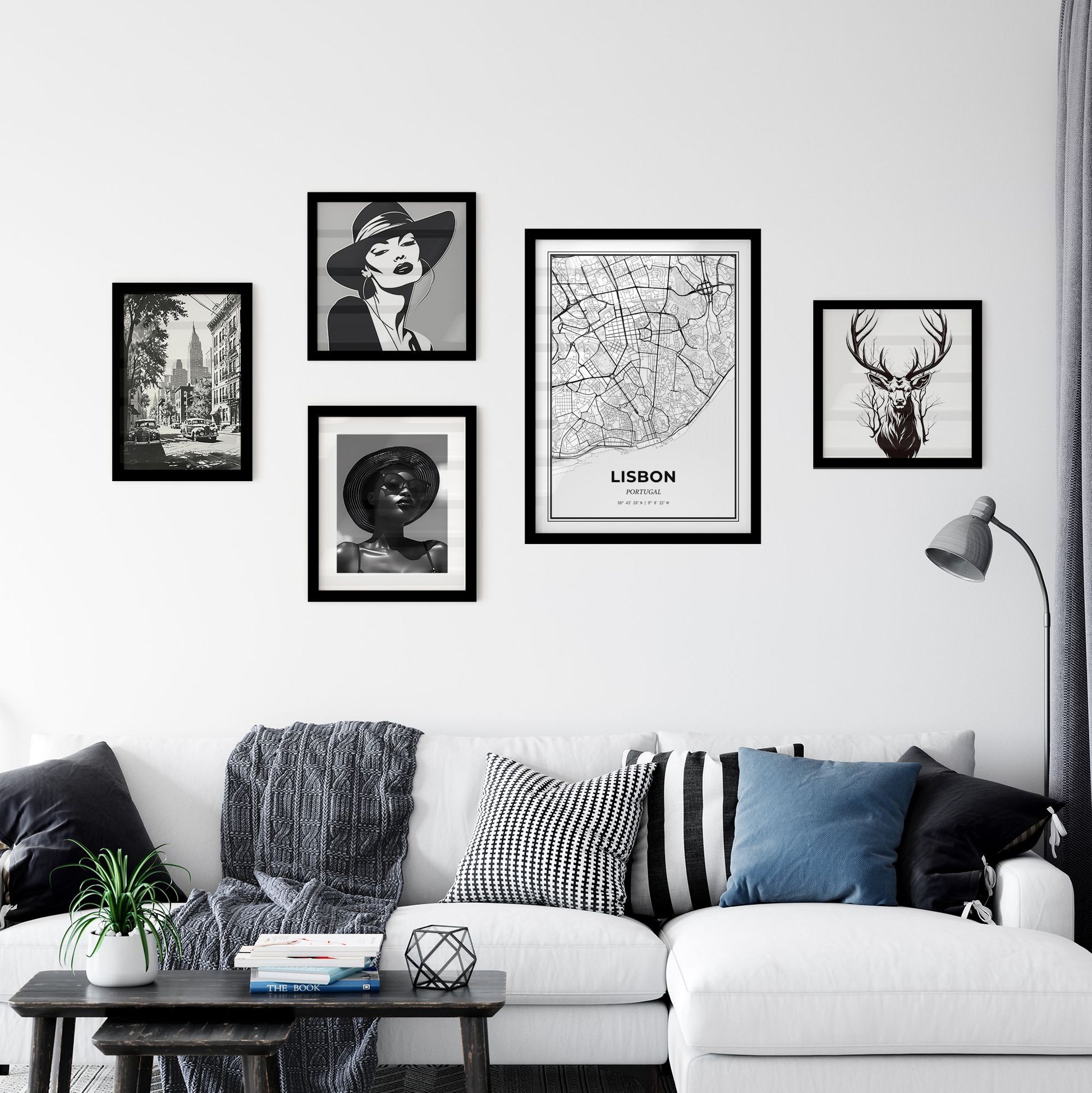 Lisbon Portugal - Minimal City Map Interior