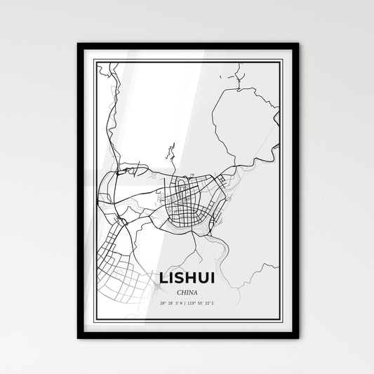 Lishui China - Scandinavian Style City Map for Modern Home Decor