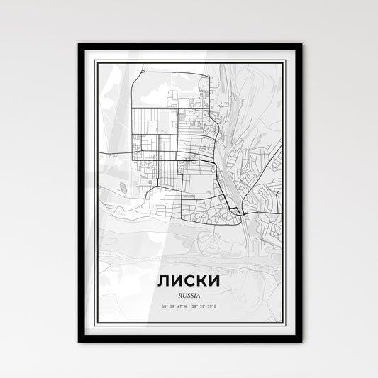 Liski Russia - Scandinavian Style City Map for Modern Home Decor