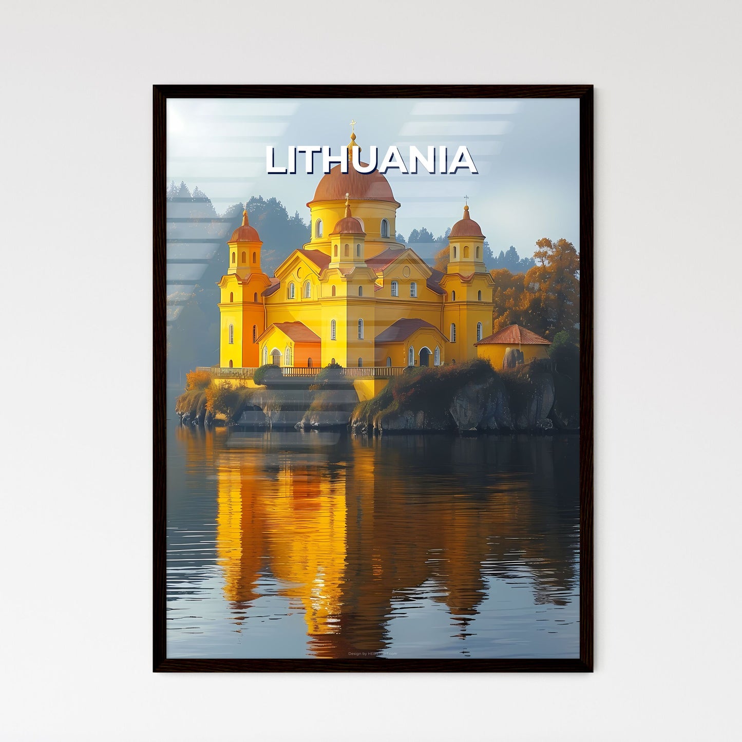 Lithuania Europe Abstract Painting Small Island Lake Water