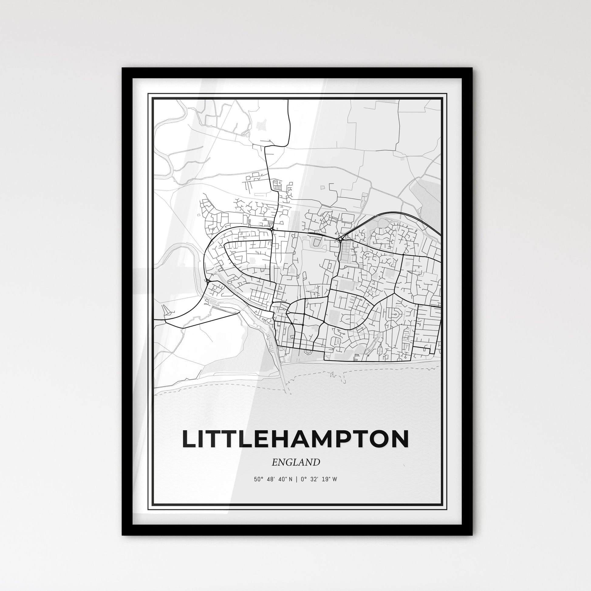 Littlehampton England - Scandinavian Style City Map for Modern Home Decor