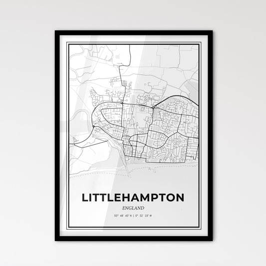 Littlehampton England - Scandinavian Style City Map for Modern Home Decor