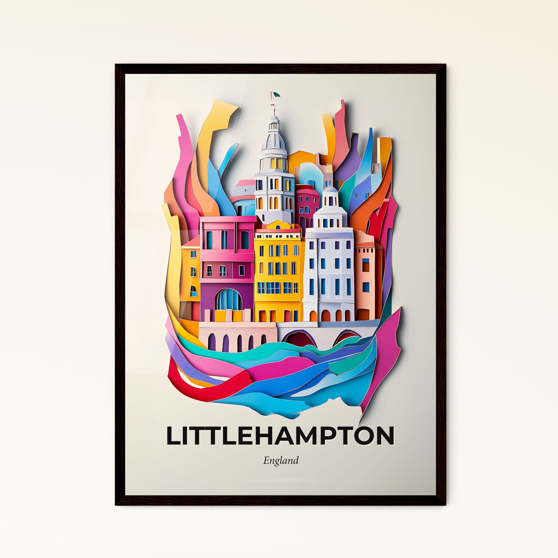 Vivid Littlehampton, England - a paper cut of a city with a rainbow stream