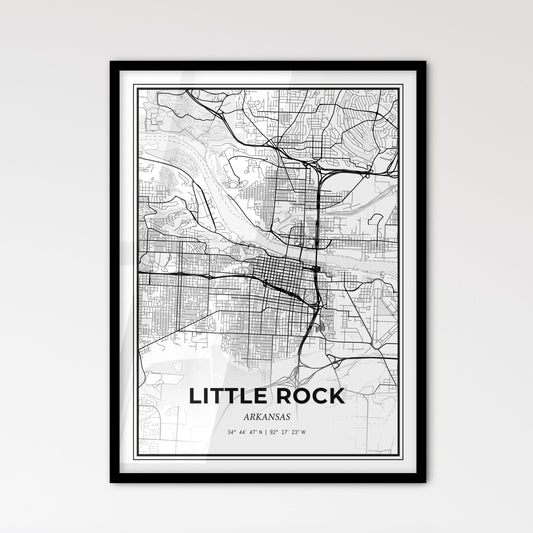 Little Rock Arkansas - Scandinavian Style City Map for Modern Home Decor