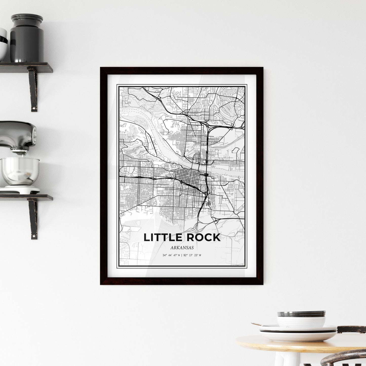 Little Rock Arkansas - Minimal City Map