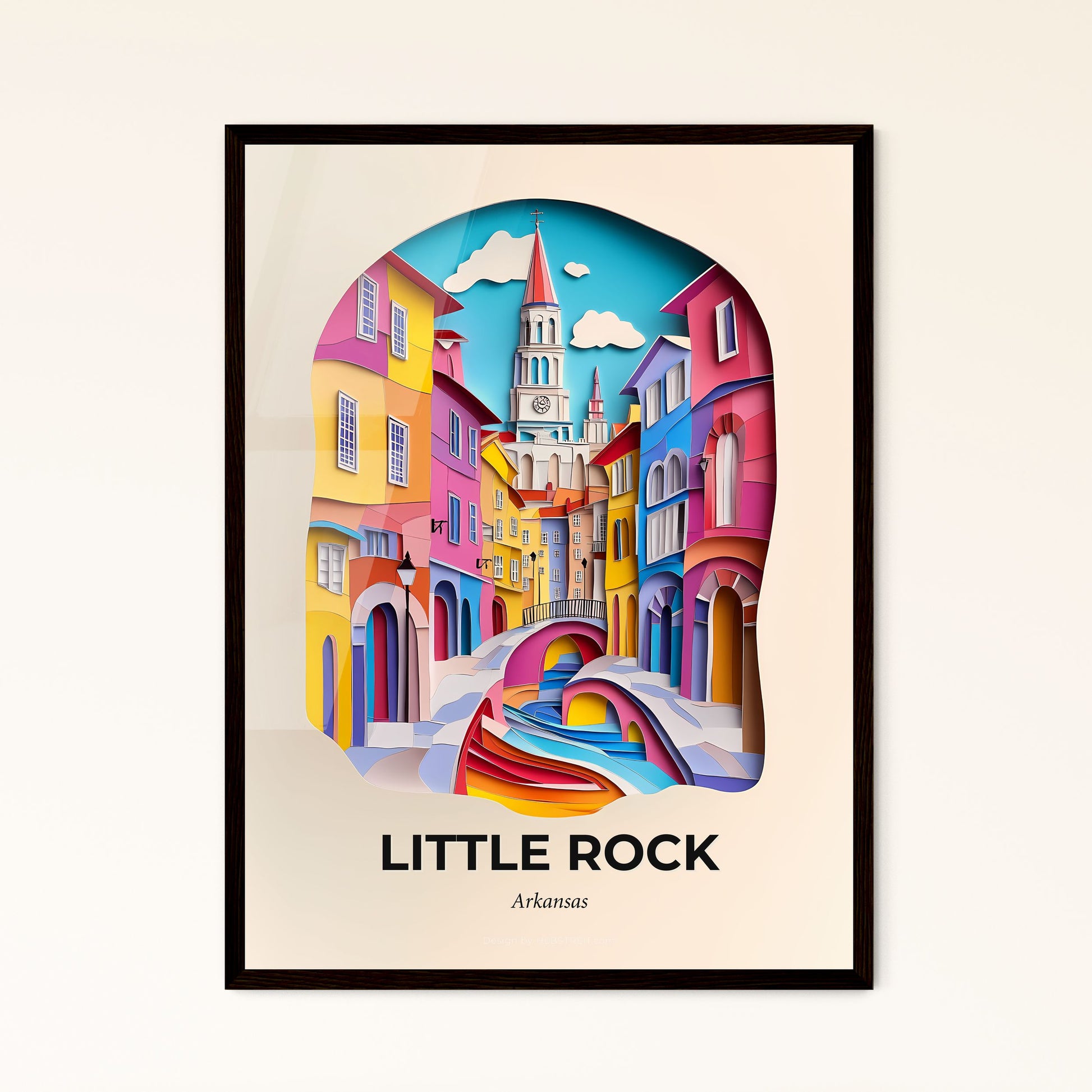 Vivid Little Rock, Arkansas - a painting of a city with a clock tower