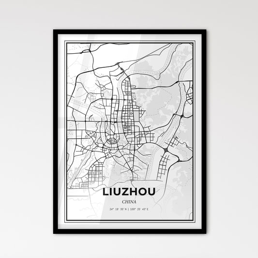 Liuzhou China - Scandinavian Style City Map for Modern Home Decor