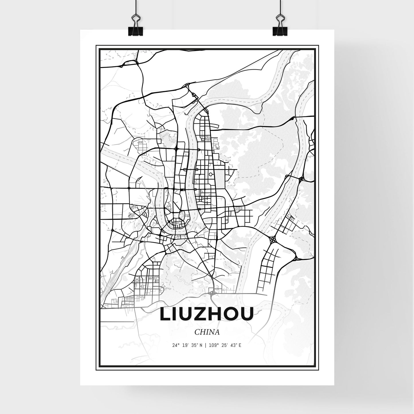 Liuzhou China - Premium City Map Poster
