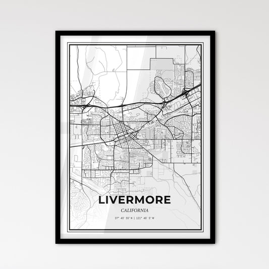 Livermore California - Scandinavian Style City Map for Modern Home Decor