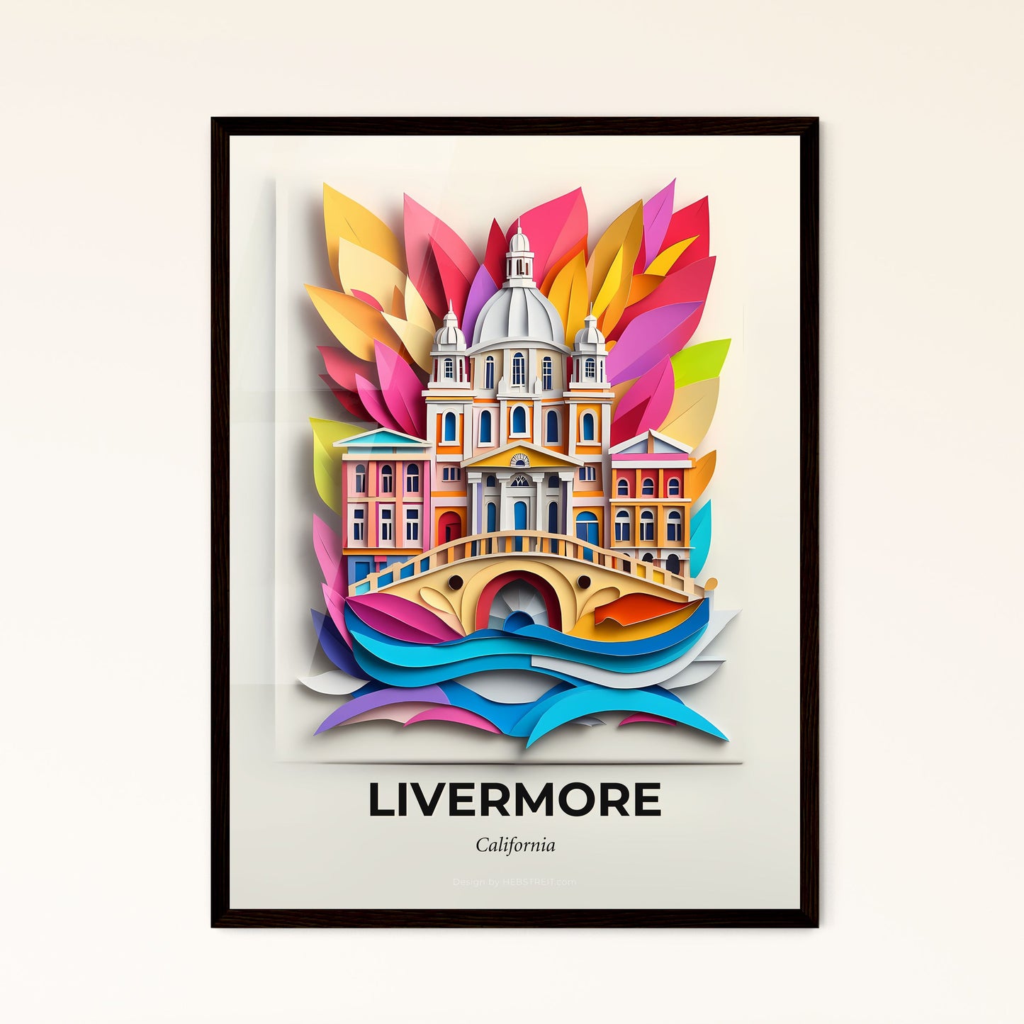 Vivid Livermore, California - a paper cut of a building with a bridge