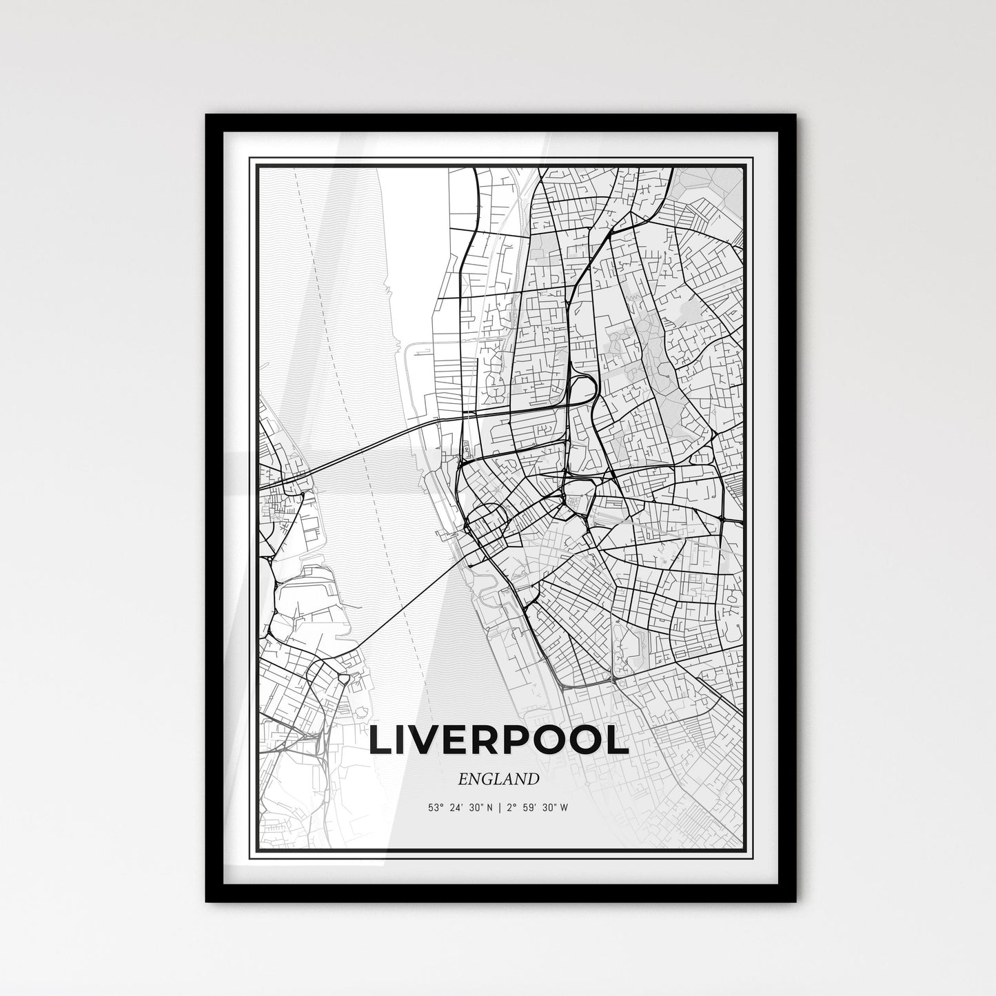 Liverpool England - Scandinavian Style City Map for Modern Home Decor
