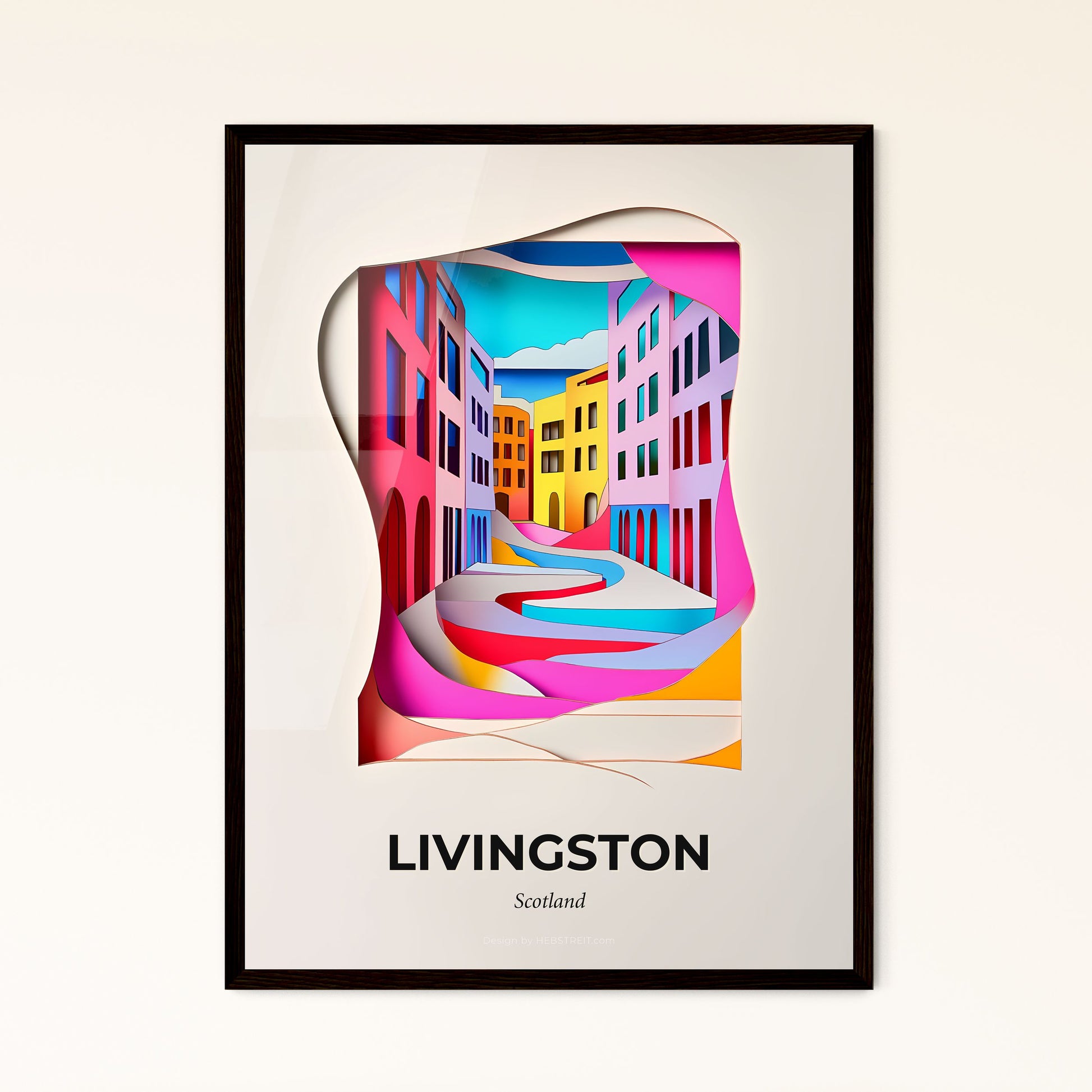 Vivid Livingston, Scotland - a paper cut of a city street with buildings