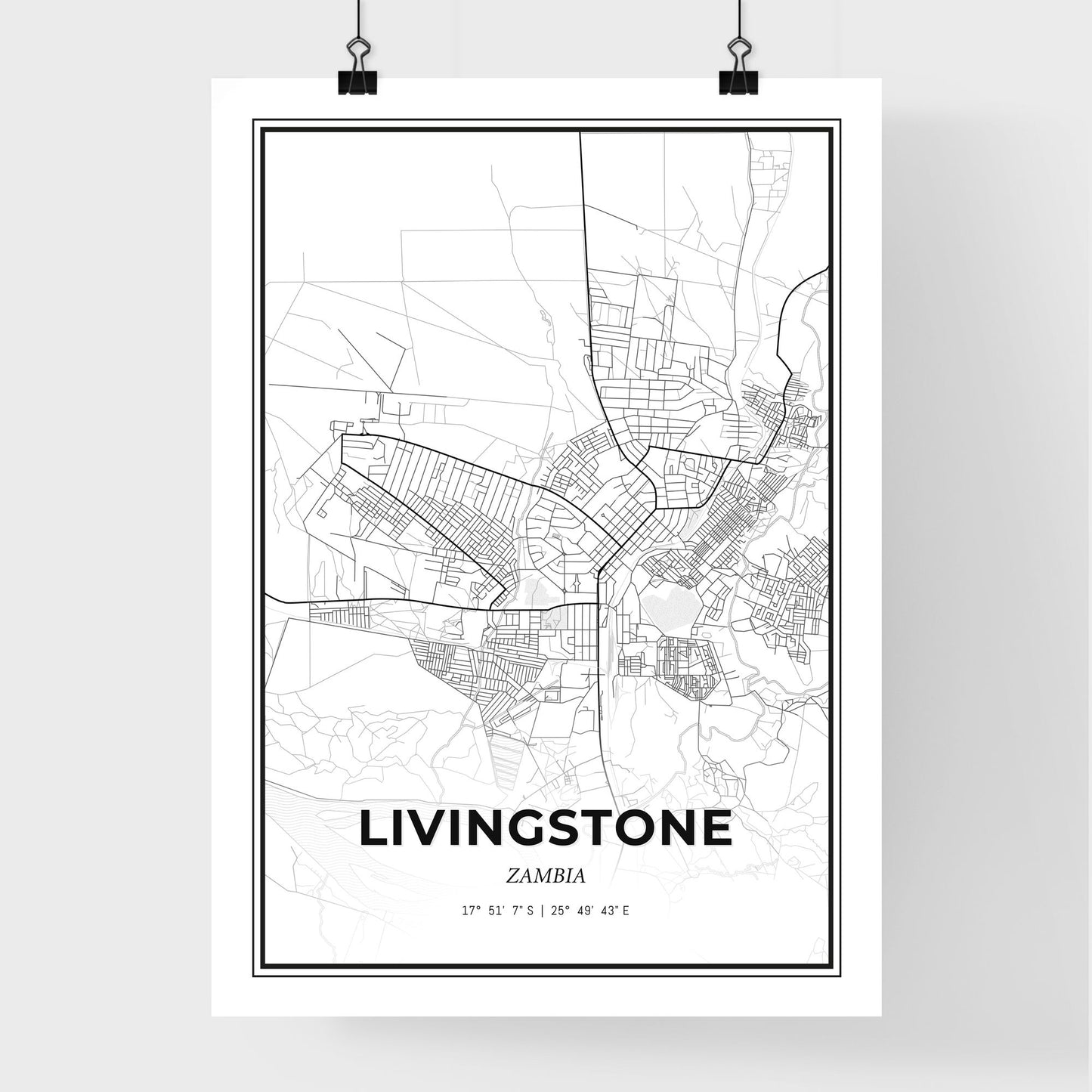 Livingstone Zambia - Premium City Map Poster