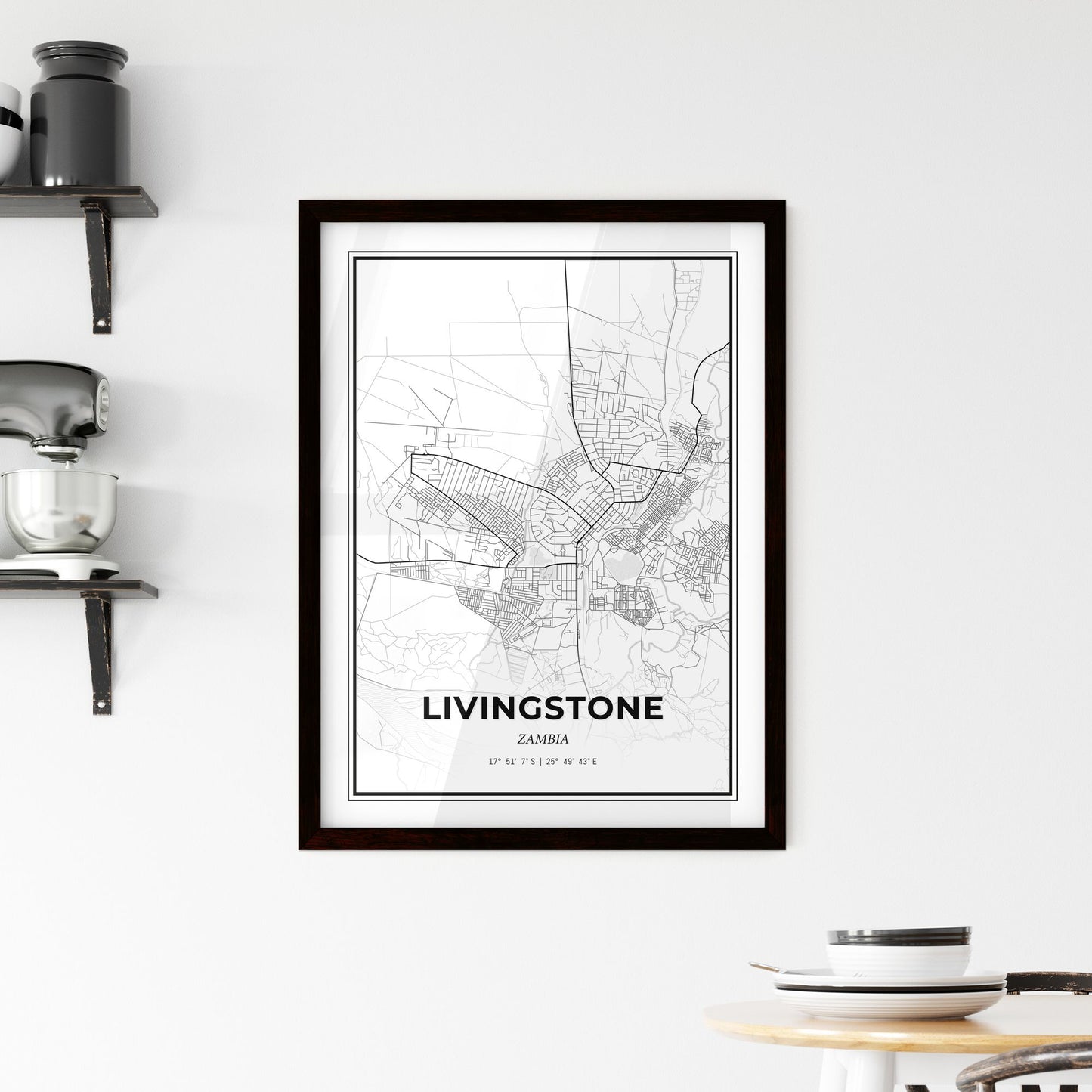 Livingstone Zambia - Minimal City Map
