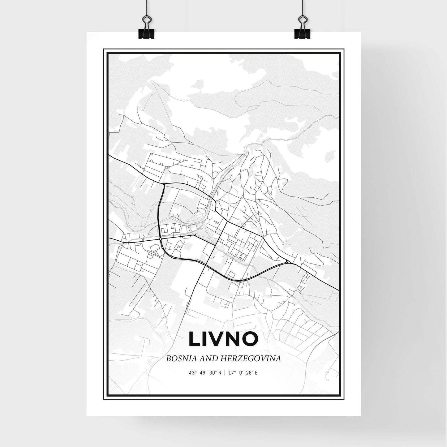 Livno Bosnia and Herzegovina - Premium City Map Poster