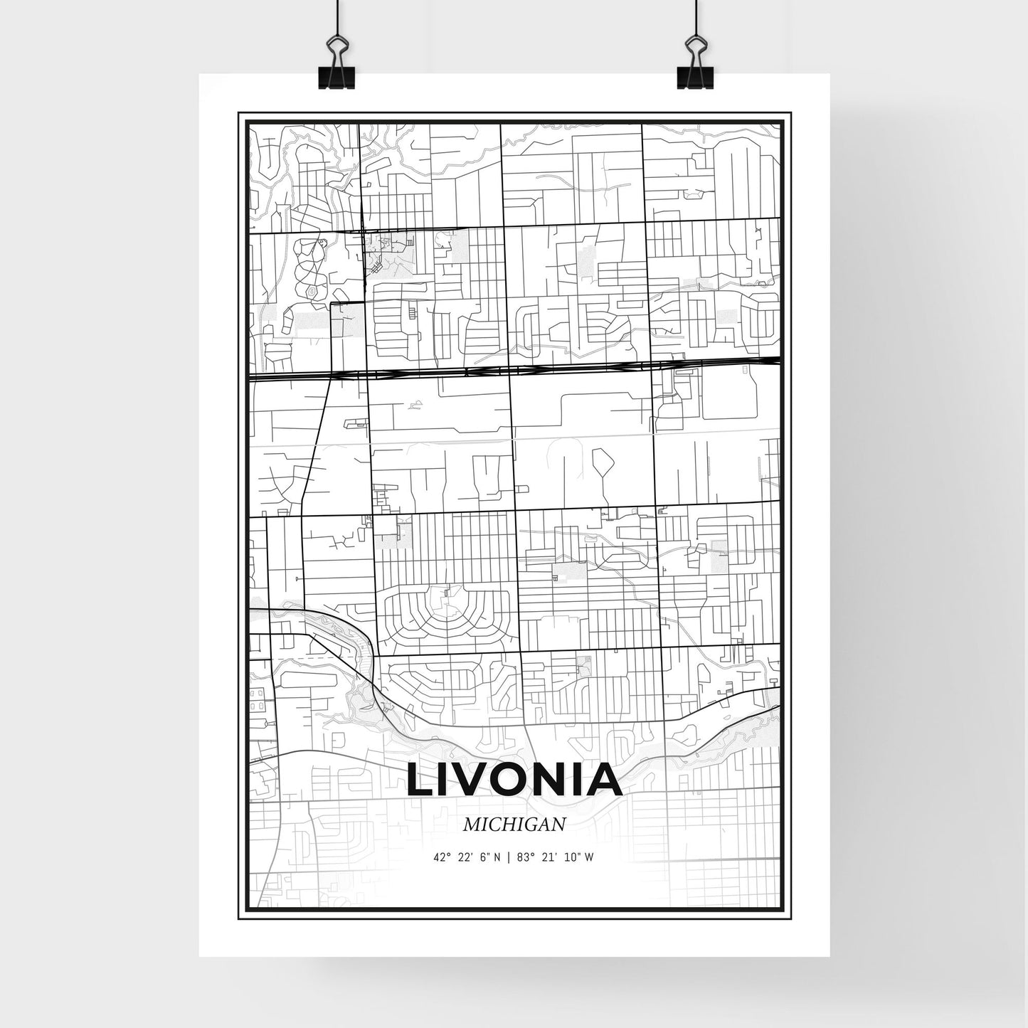 Livonia Michigan - Premium City Map Poster