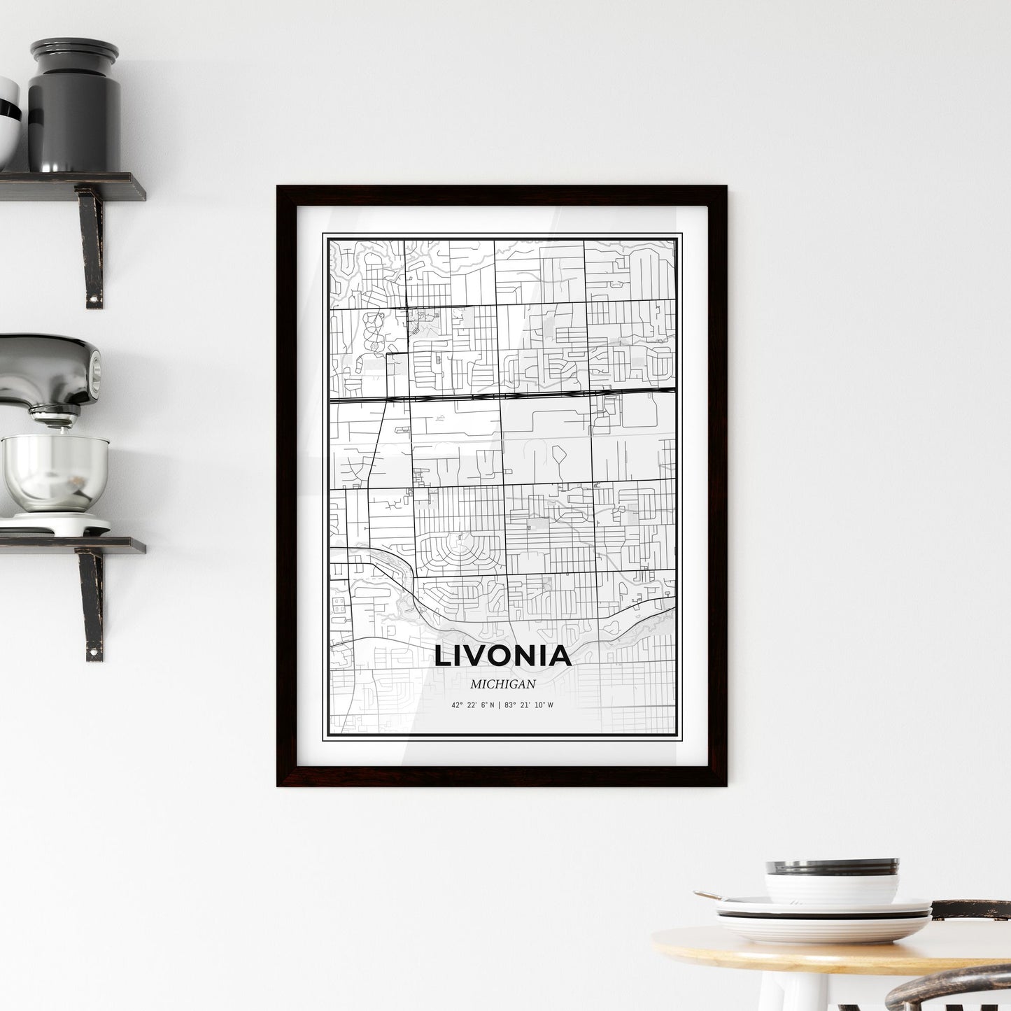 Livonia Michigan - Minimal City Map