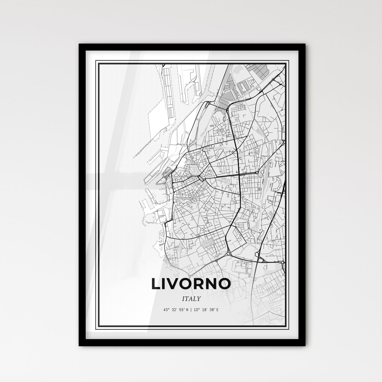 Livorno Italy - Scandinavian Style City Map for Modern Home Decor