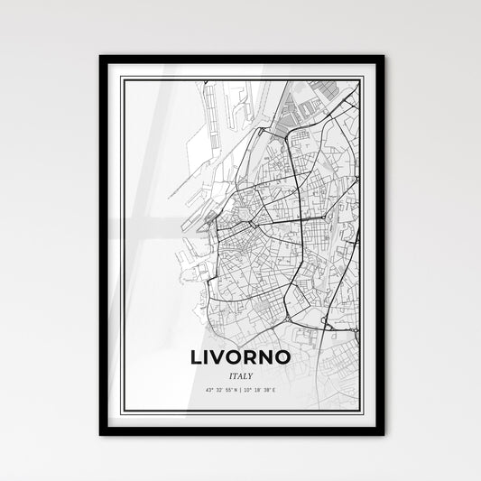 Livorno Italy - Scandinavian Style City Map for Modern Home Decor