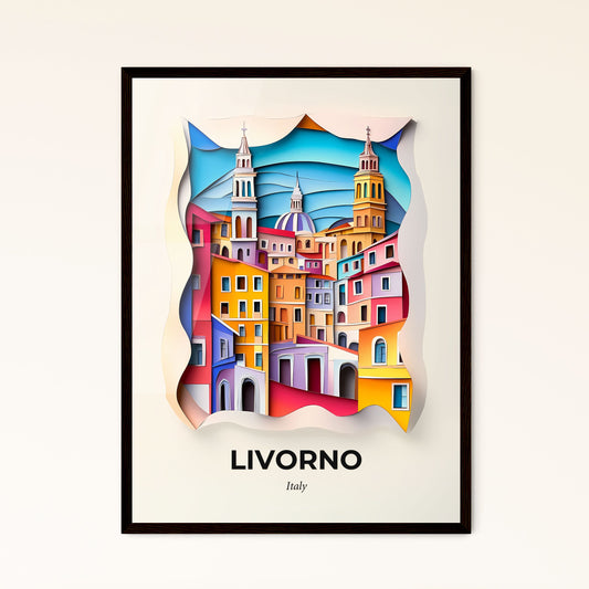 Vivid Livorno, Italy - a paper cut of a city with a clock tower