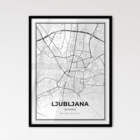 Ljubljana Slovenia - Scandinavian Style City Map for Modern Home Decor