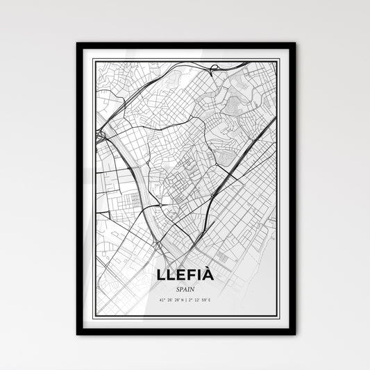 Llefià Spain - Scandinavian Style City Map for Modern Home Decor