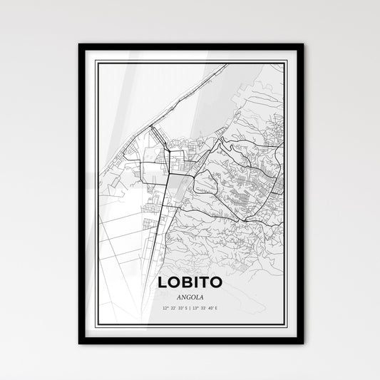 Lobito Angola - Scandinavian Style City Map for Modern Home Decor