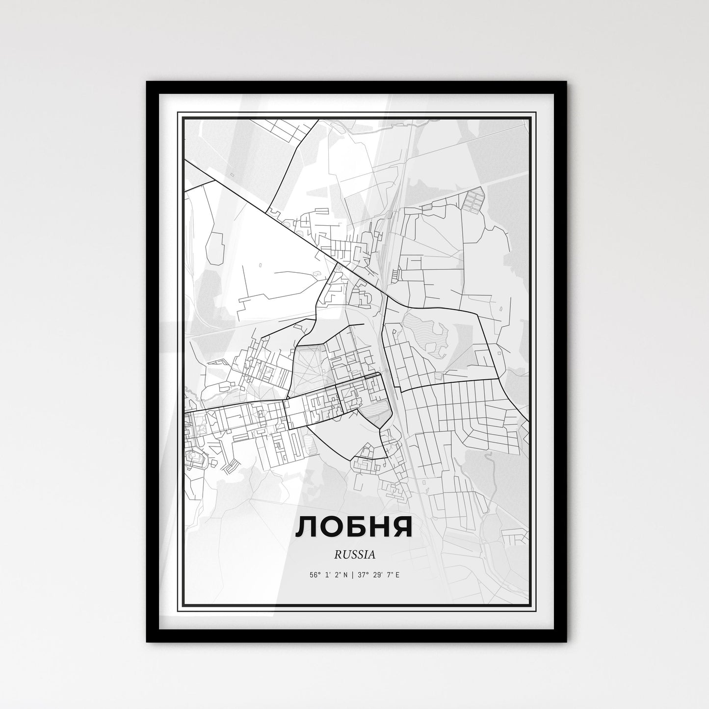 Lobnya Russia - Scandinavian Style City Map for Modern Home Decor