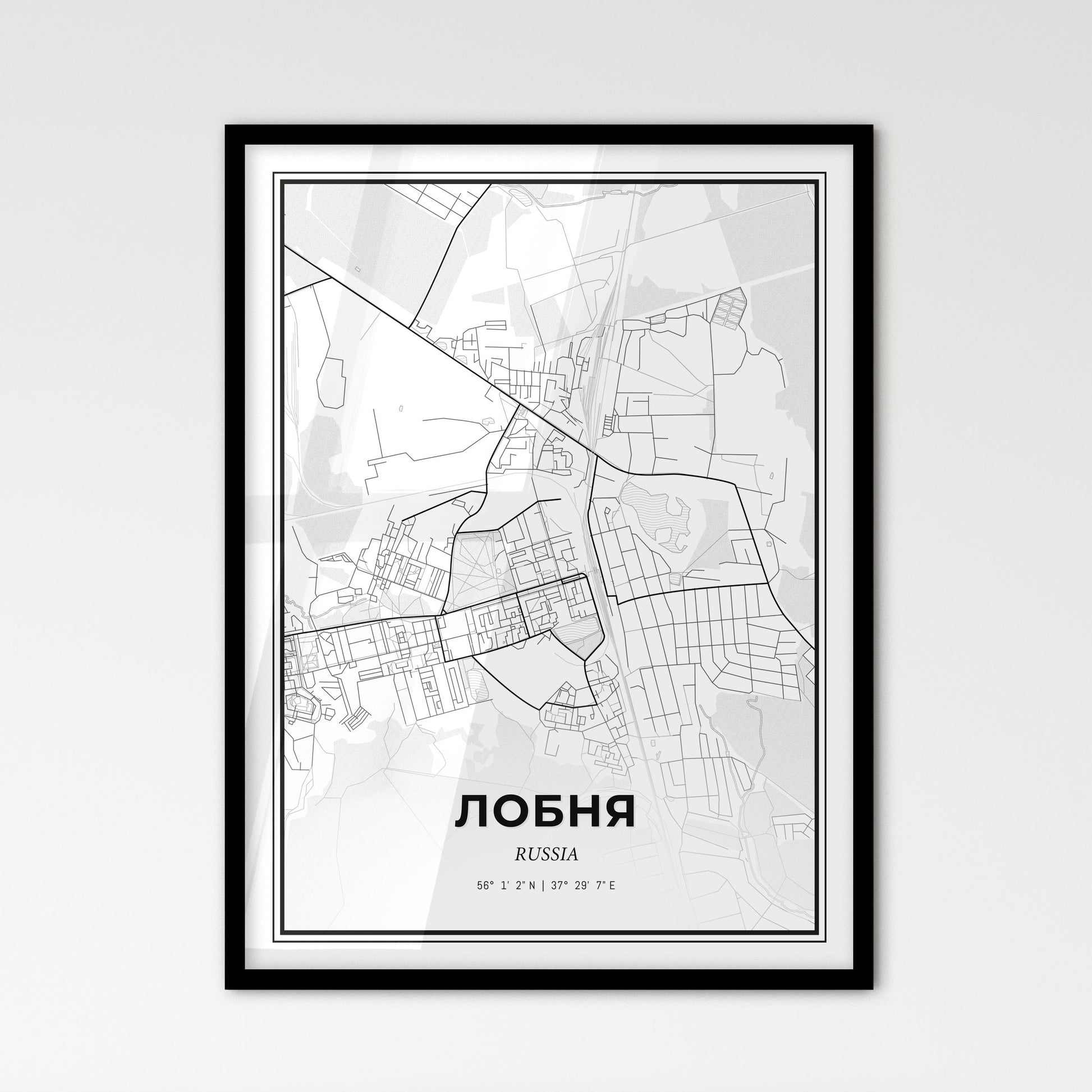 Lobnya Russia - Scandinavian Style City Map for Modern Home Decor