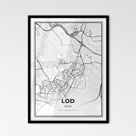 Lod Israel - Scandinavian Style City Map for Modern Home Decor