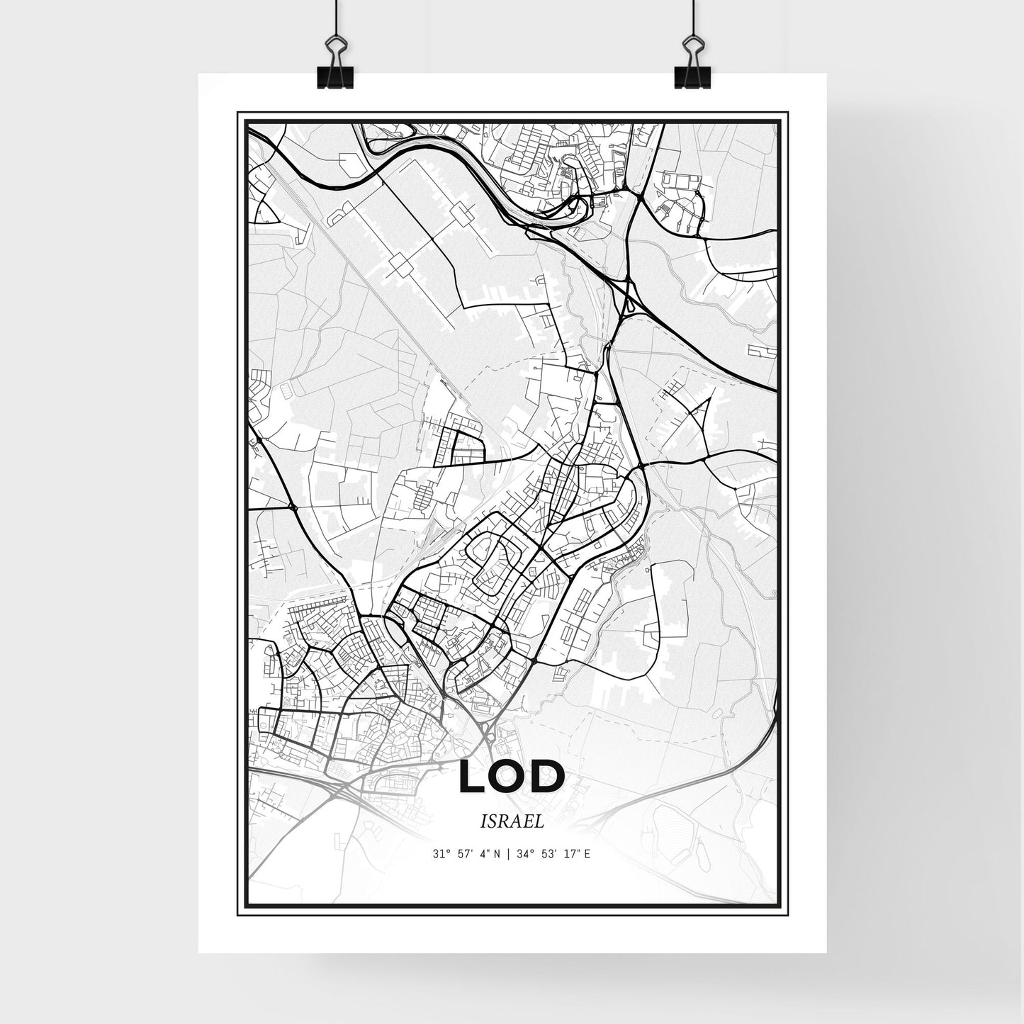 Lod Israel - Premium City Map Poster