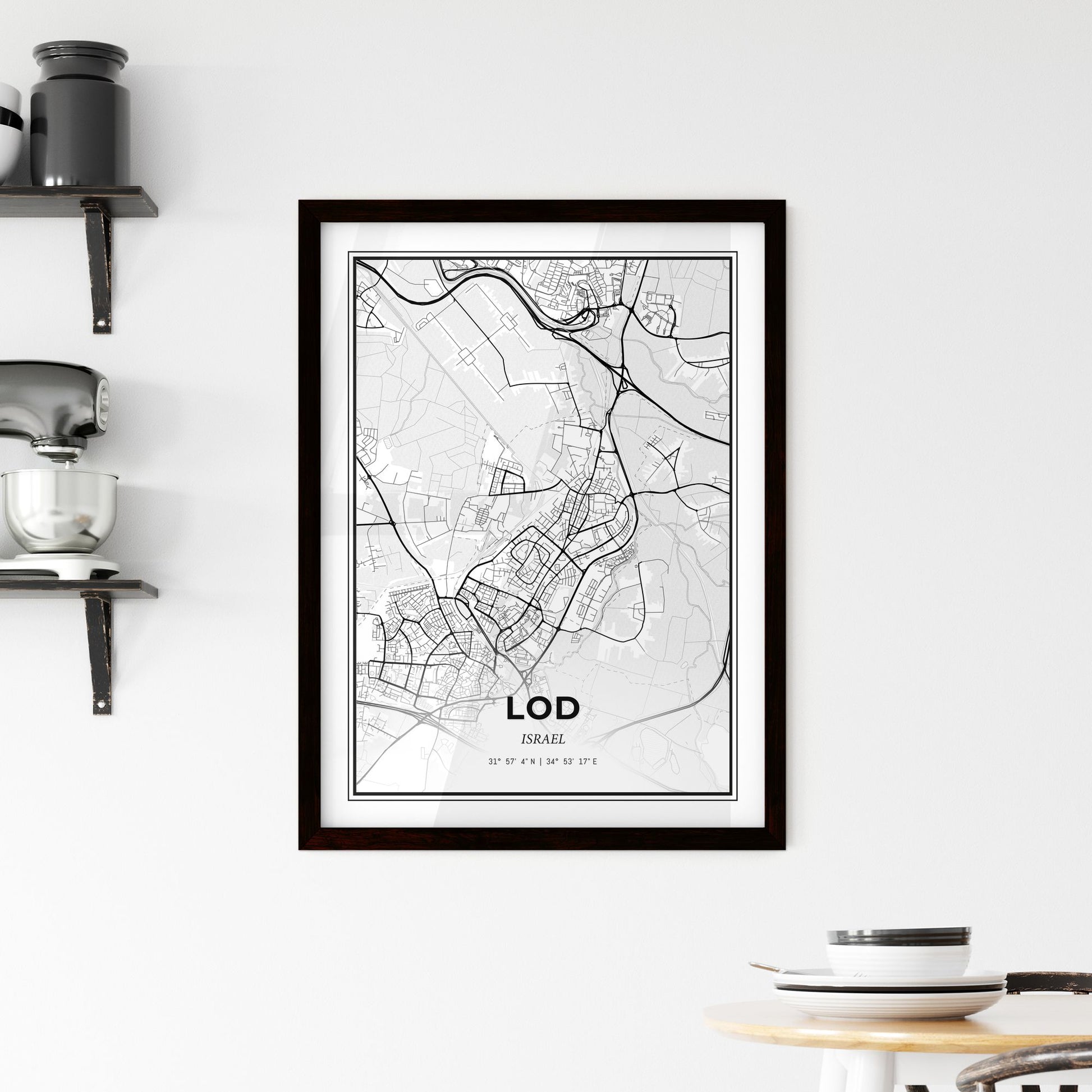 Lod Israel - Minimal City Map