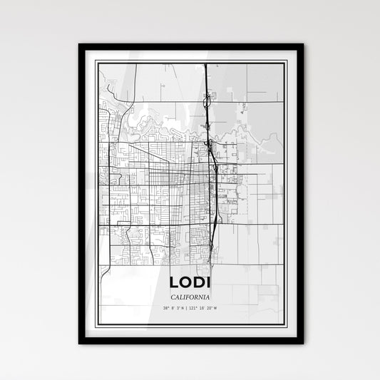 Lodi California - Scandinavian Style City Map for Modern Home Decor