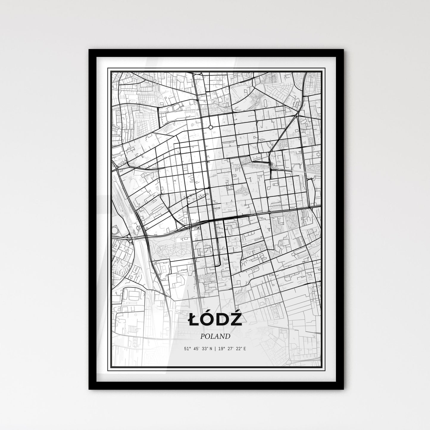 Łódź Poland - Scandinavian Style City Map for Modern Home Decor