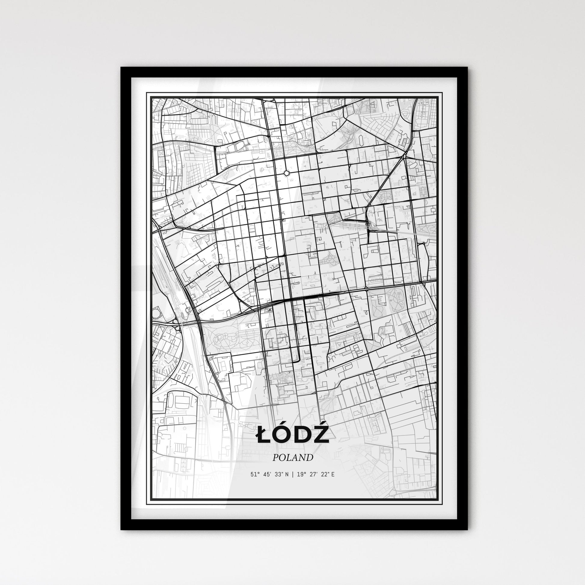 Łódź Poland - Scandinavian Style City Map for Modern Home Decor