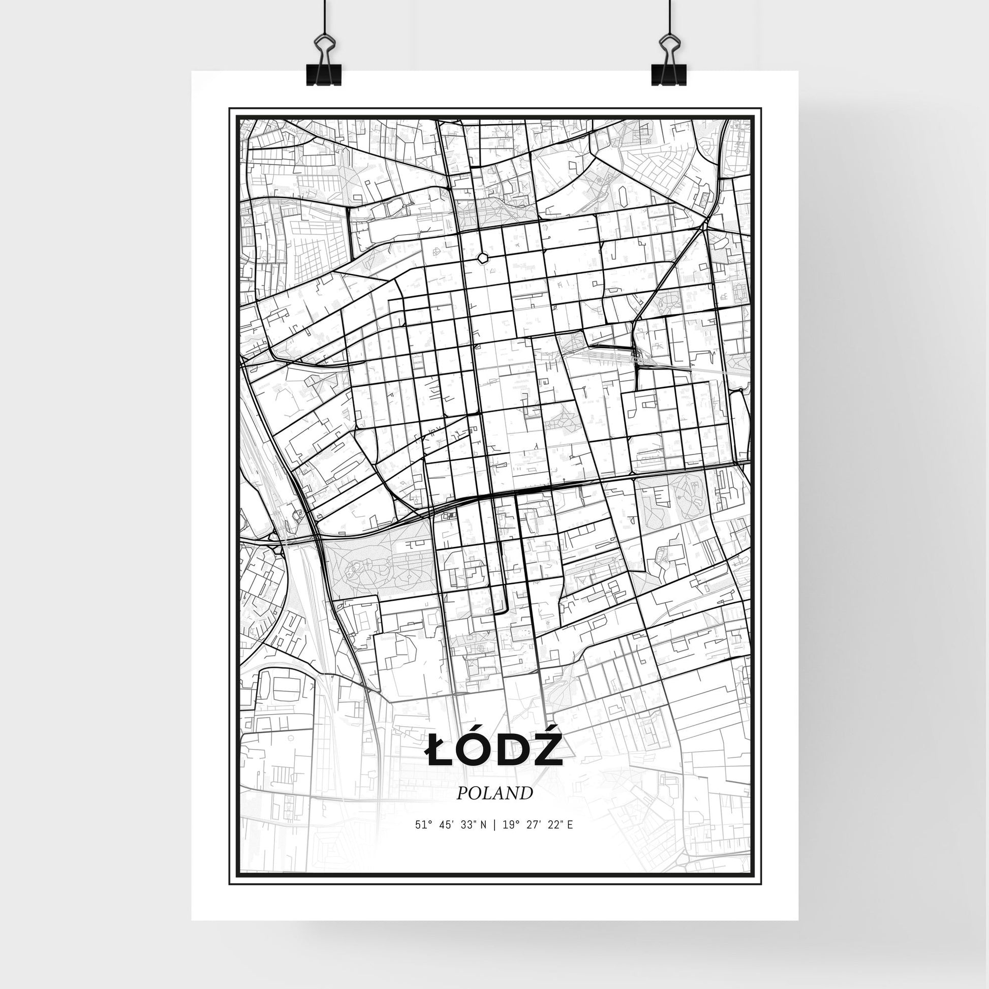 Łódź Poland - Premium City Map Poster