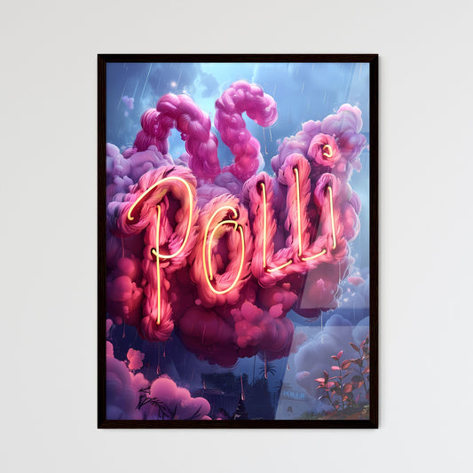 Vibrant Purple Neon Art: POLLI Fluffy Letters Logo Design on a Dynamic Background Default Title