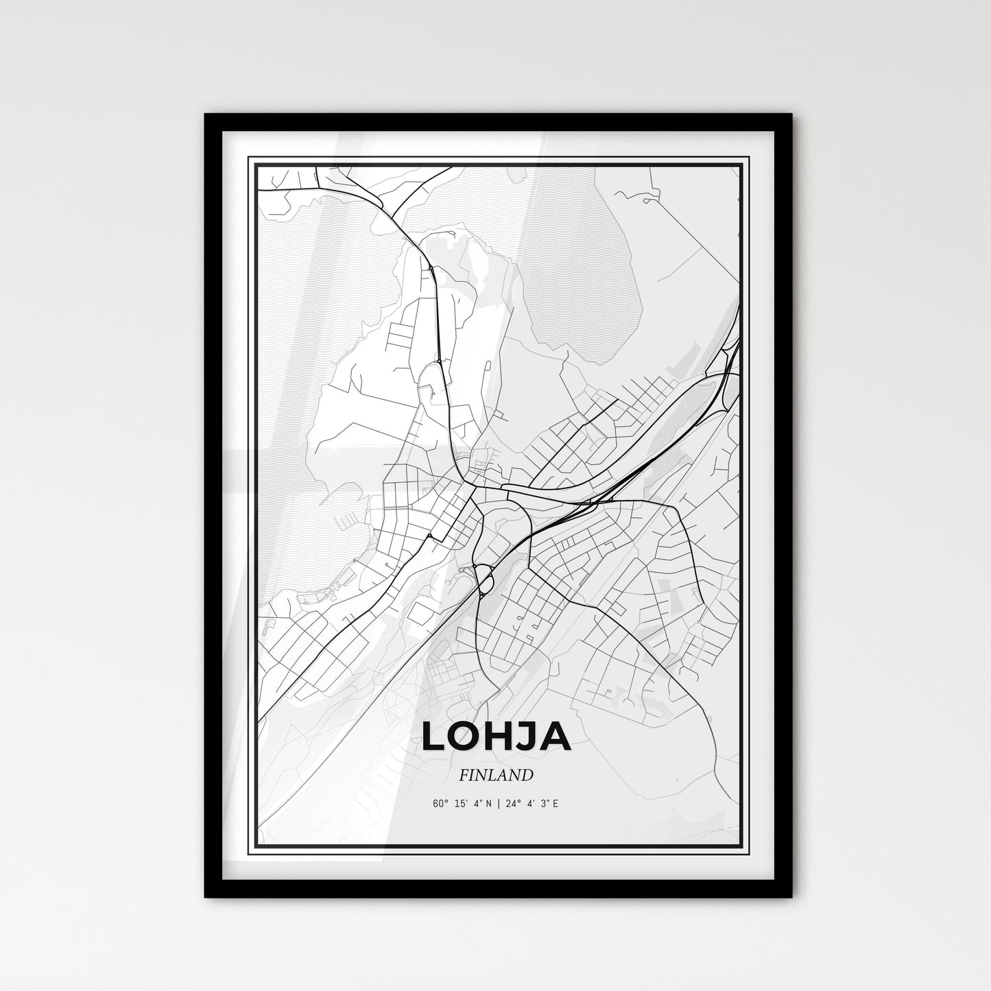 Lohja Finland - Scandinavian Style City Map for Modern Home Decor
