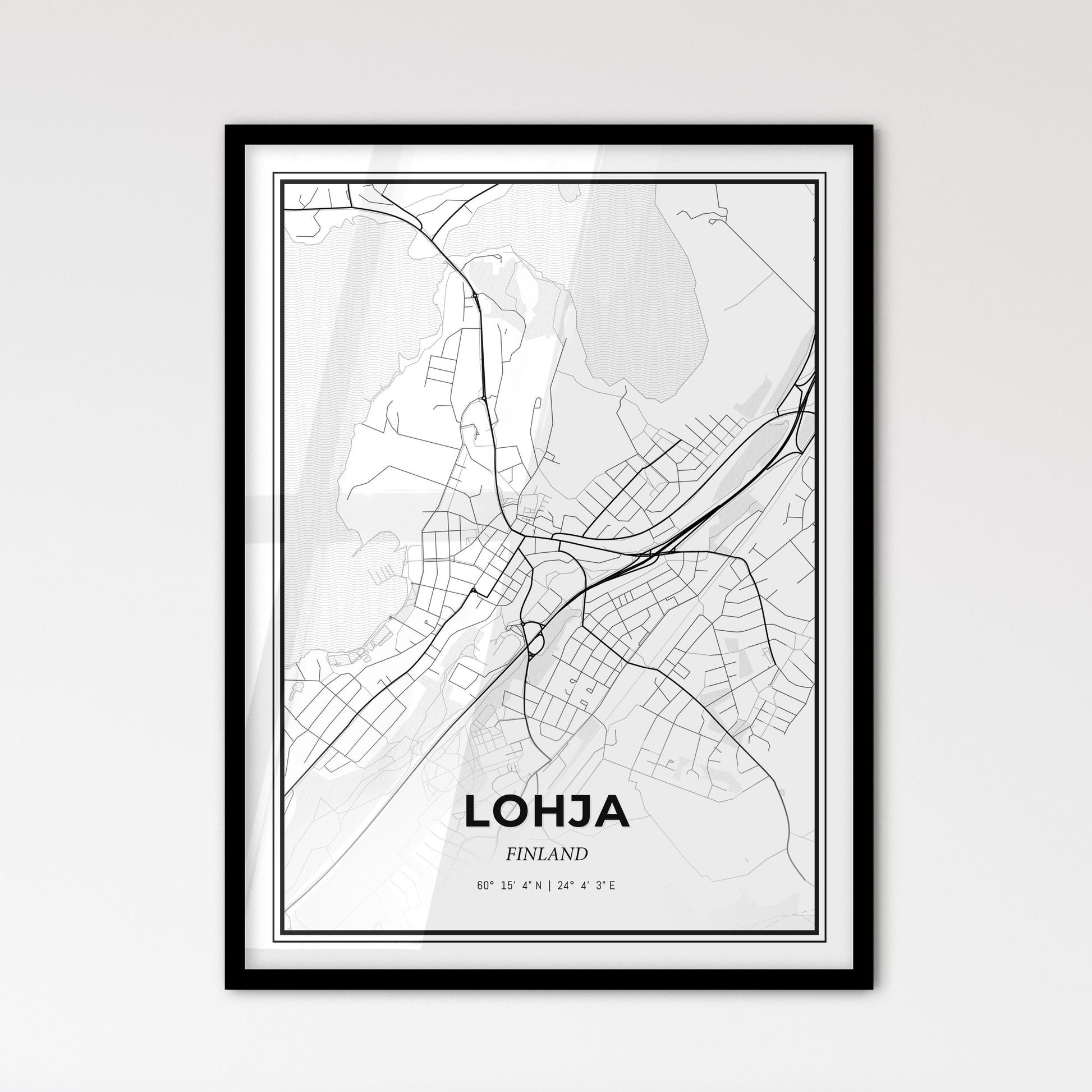 Lohja Finland - Scandinavian Style City Map for Modern Home Decor