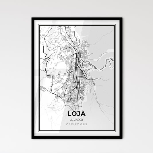 Loja Ecuador - Scandinavian Style City Map for Modern Home Decor