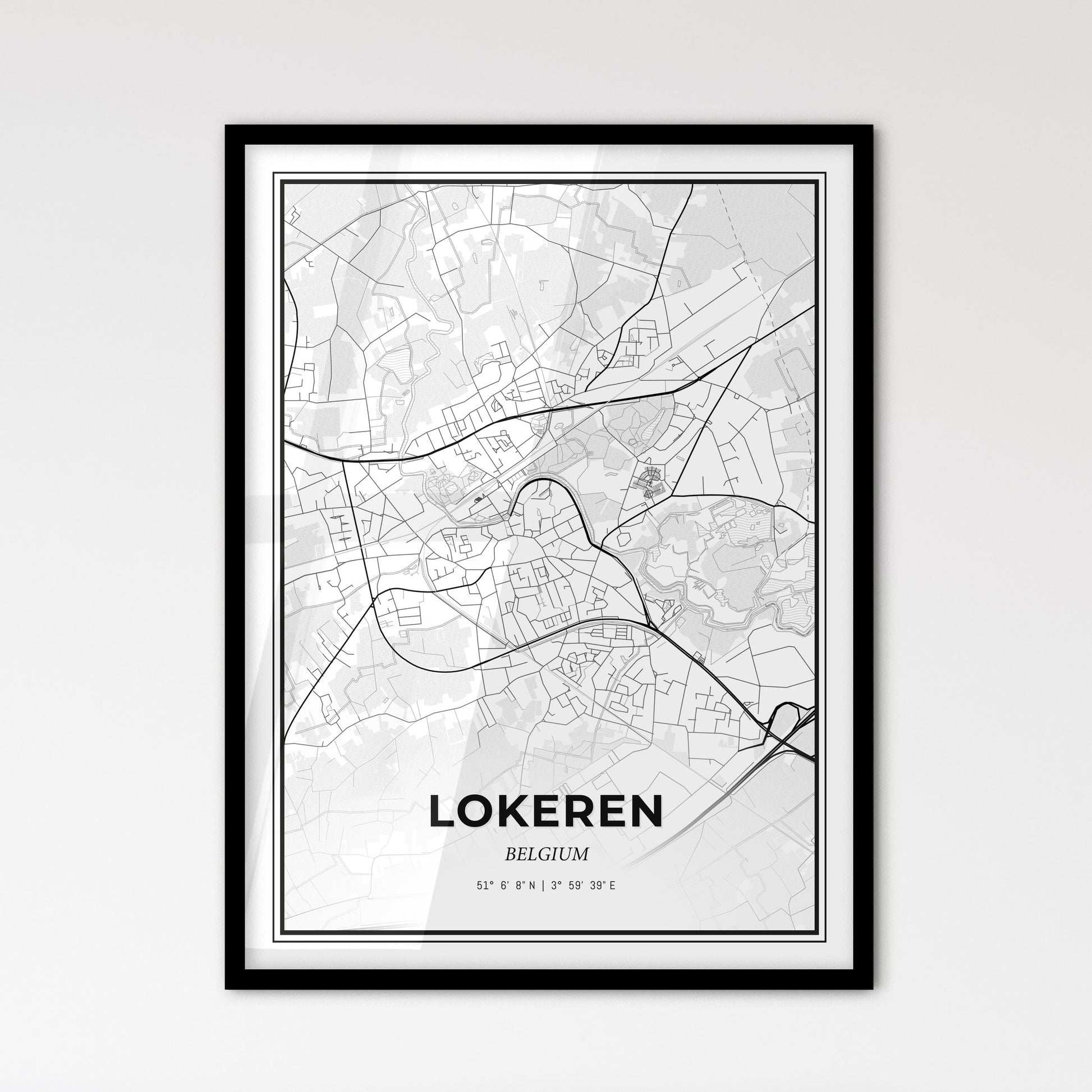 Lokeren Belgium - Scandinavian Style City Map for Modern Home Decor