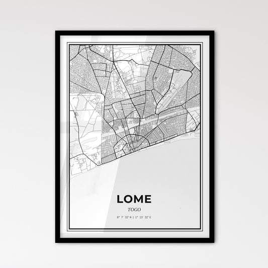 Lome Togo - Scandinavian Style City Map for Modern Home Decor