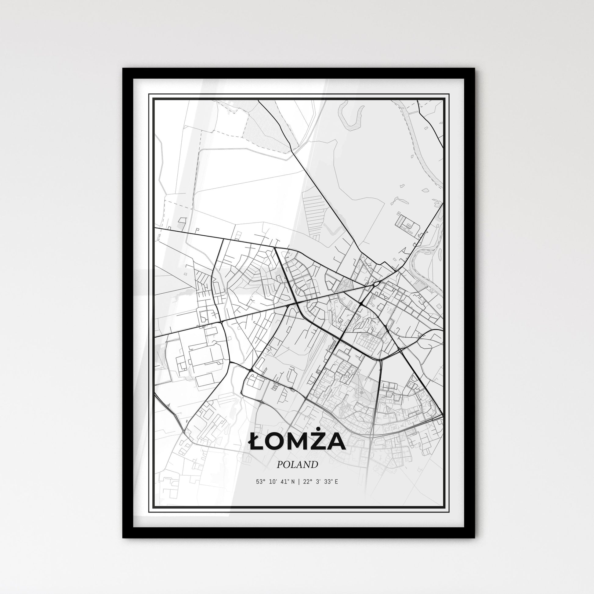 Łomża Poland - Scandinavian Style City Map for Modern Home Decor