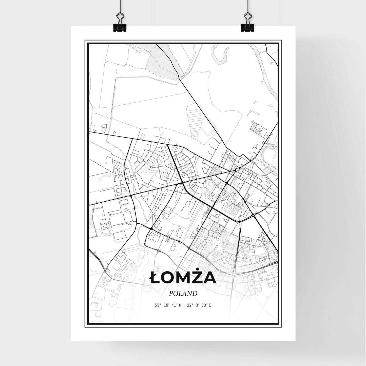 Łomża Poland - Premium City Map Poster