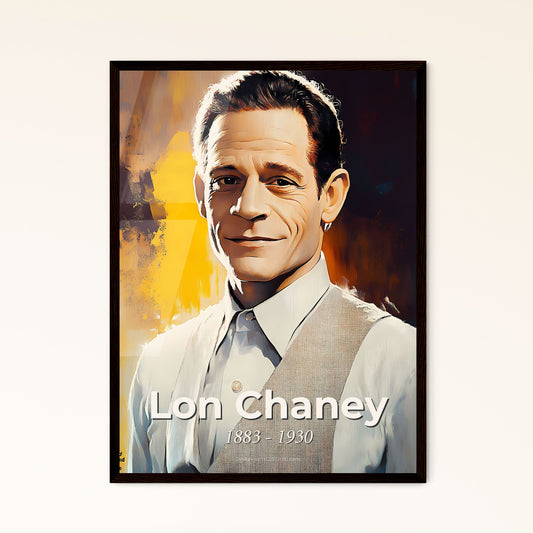 Portrait of Lon Chaney, 1883 - 1930. Impressionistic painting of a man in a vest and tie.